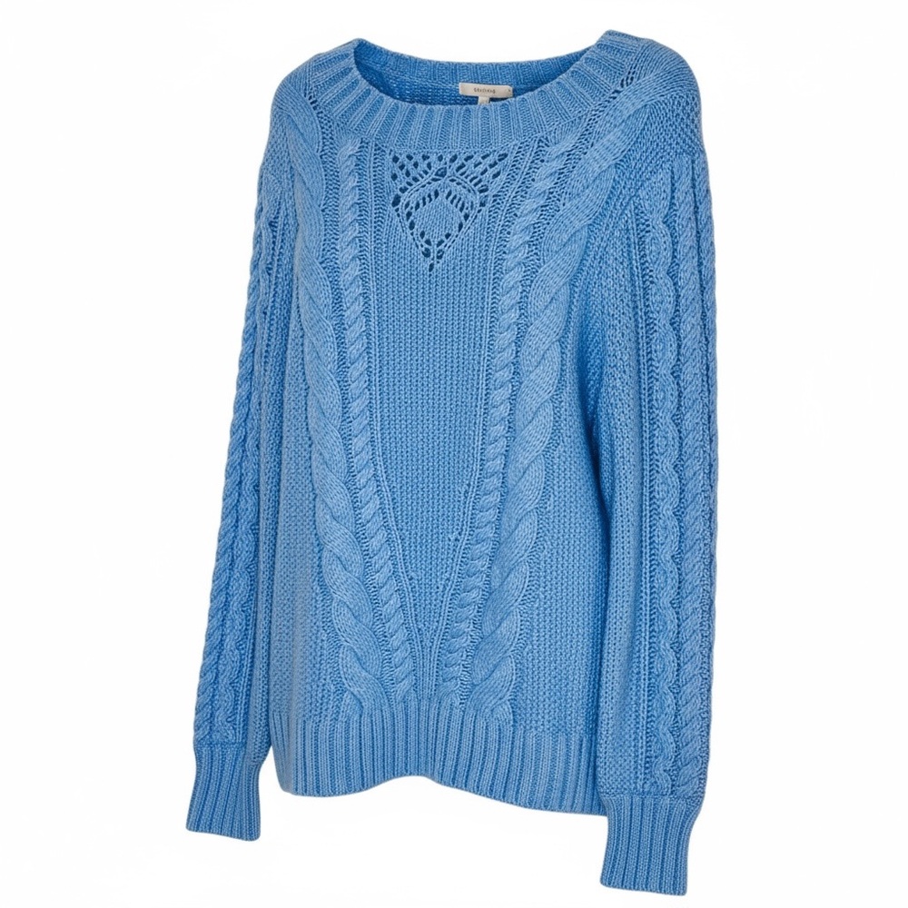 New Talbots Cable Knit Sweater Woman's Plus 2X Light Blue Balloon Sleeves New